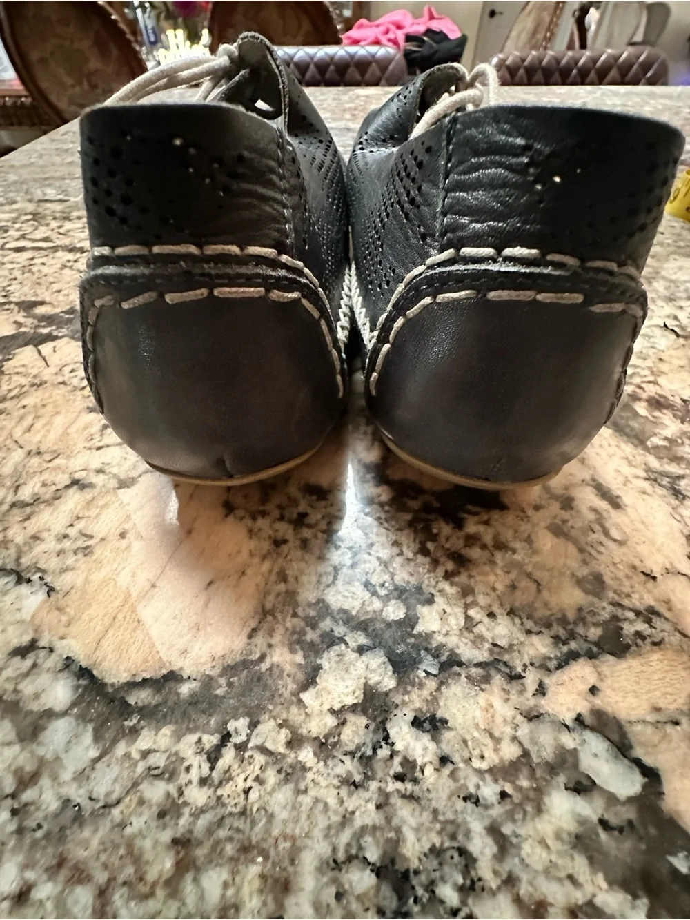 PIKOLINOS Navy Leather Perforated Lace-Up Oxfords with Cream Laces